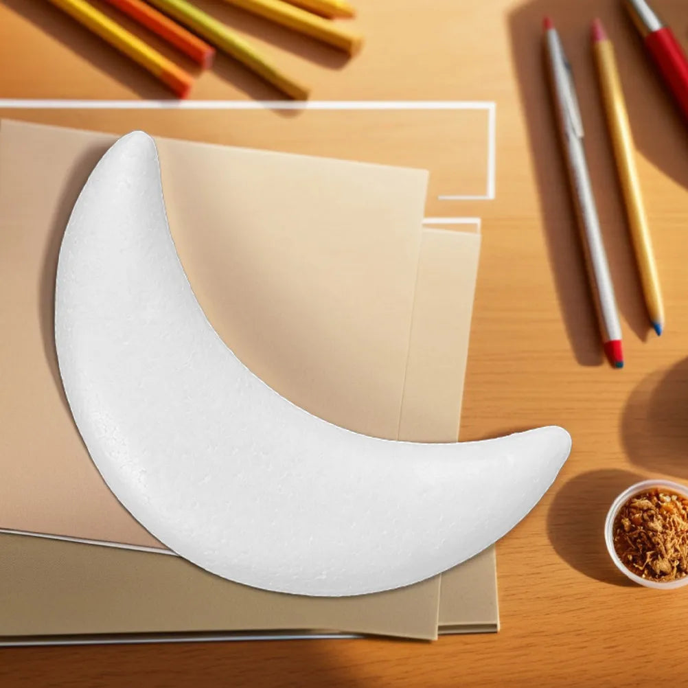 White Polystyrene Moon Shapes Smooth Surface DIY Craft Decorations