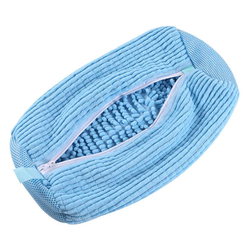 Shoe Washing Bag Washing Machine Laundry Bags Microfiber Closure Shoes Cleaning Bag Shoes Laundry Net Fluffy Fibers Sneaker Zpaxo Blue