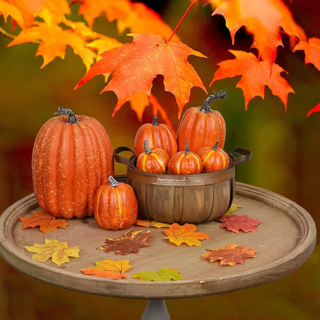 7-Piece Artificial White Yellow Pumpkin Fall Halloween Home Decor