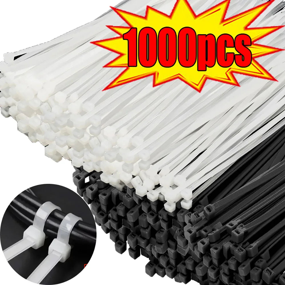 100/200/300/500/1000Pcs Self-locking White Black Plastic Nylon cable Zip Ties Fastening Ring Nylon Clamp strap with lock Zpaxo