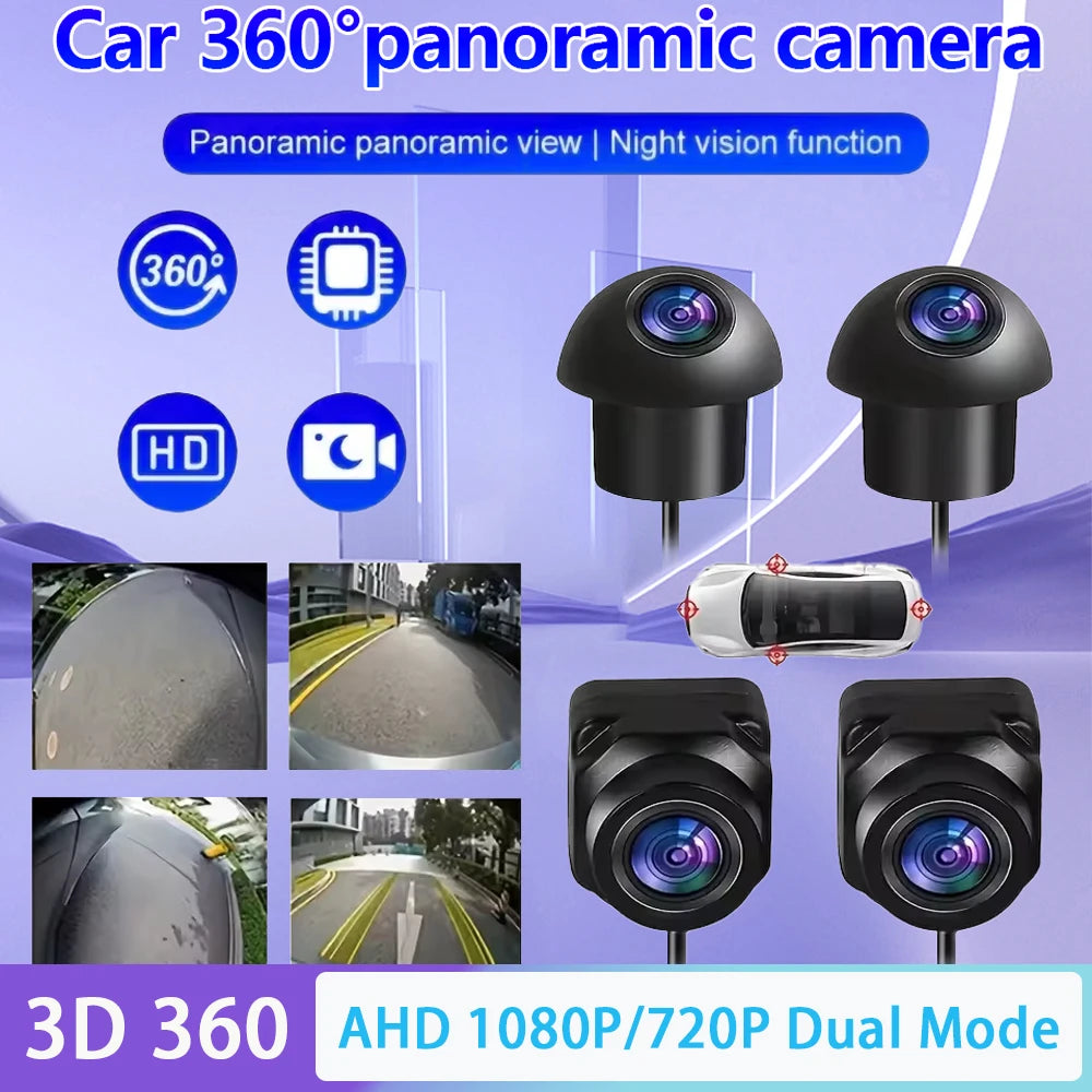 Car 360 Panoramic Camera 3D AHD1080P 720P Android Screen 360APP HD