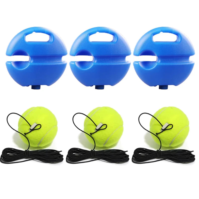 Heavy Duty Tennis Training Aids Base With Elastic Rope Ball Practice Self-Duty Rebound Tennis Trainer Partner Sparring Device Zpaxo 3 Base 3 Ball