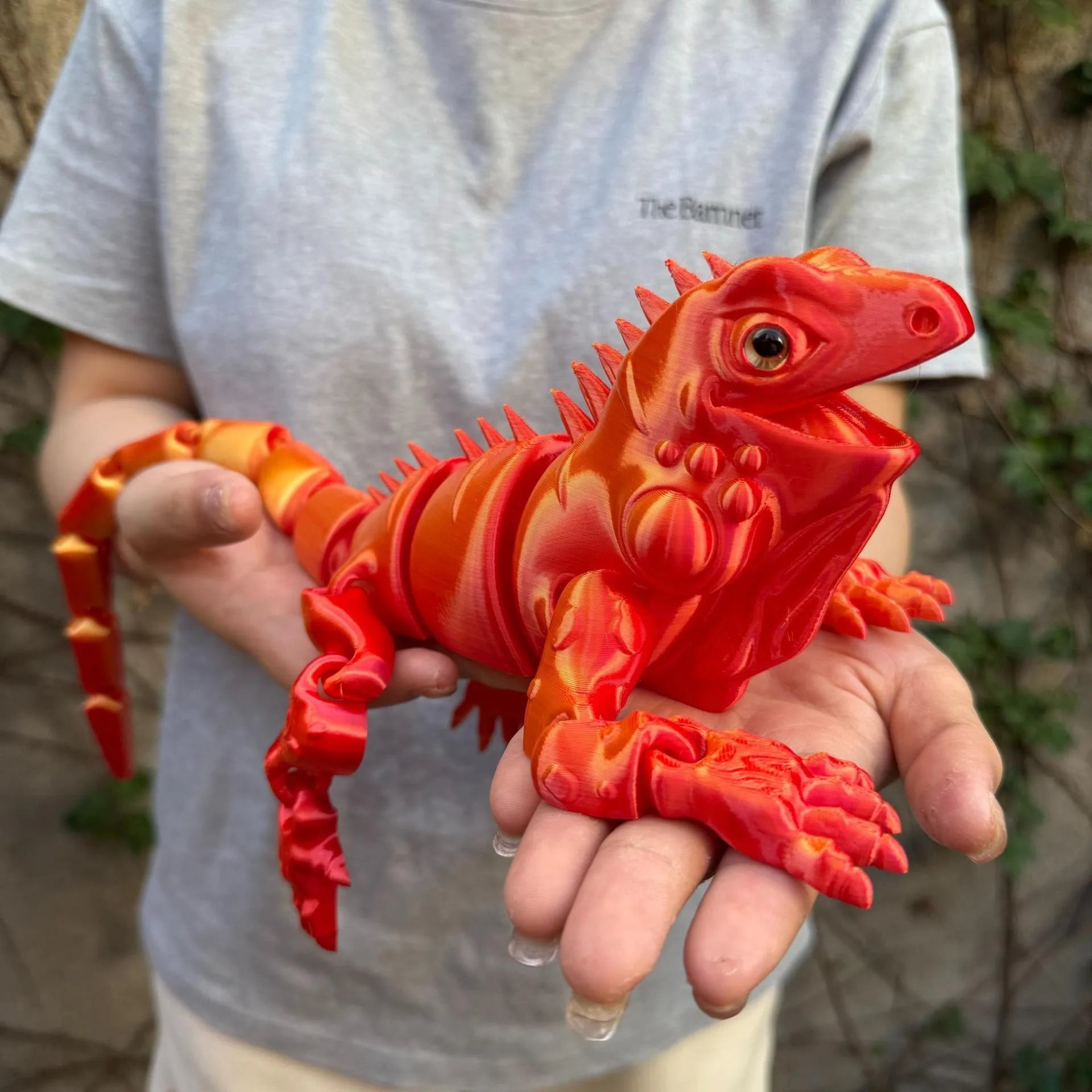 Flexible Jointed 3D Printed Chameleon Statue Rich Expressive Eyes