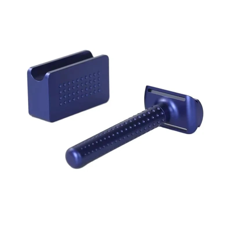 Yaqi Sputnik Dark Blue Aluminum Safety Razor & Stand for Men Men's Safety Razor Zpaxo