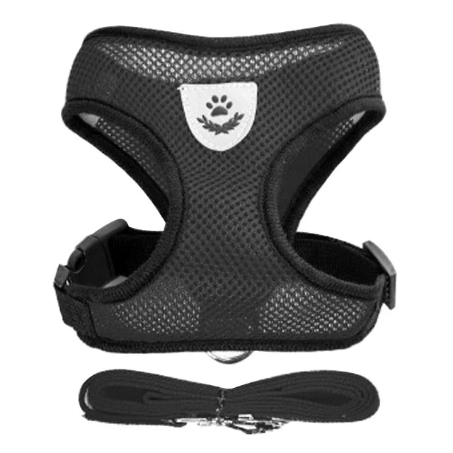 Cat Harness Vest Walking Lead Leash For Puppy Dogs Collar Polyester Adjustable Mesh Dog Harness For Small Medium Pet Accessories Zpaxo black L
