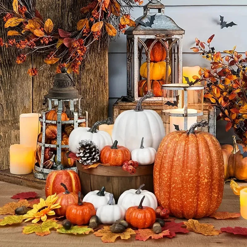 Pumpkin Autumn Decor Outdoor Orange Foam Plastic Fake Artificial