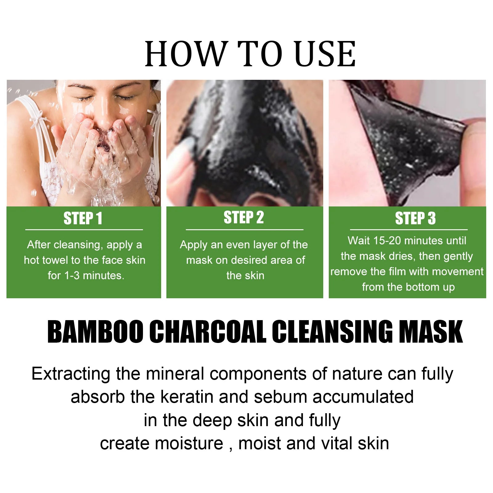Bamboo Charcoal Blackhead Remover Peel-Off Face Mask – 120g Peel-Off Face Mask Zpaxo