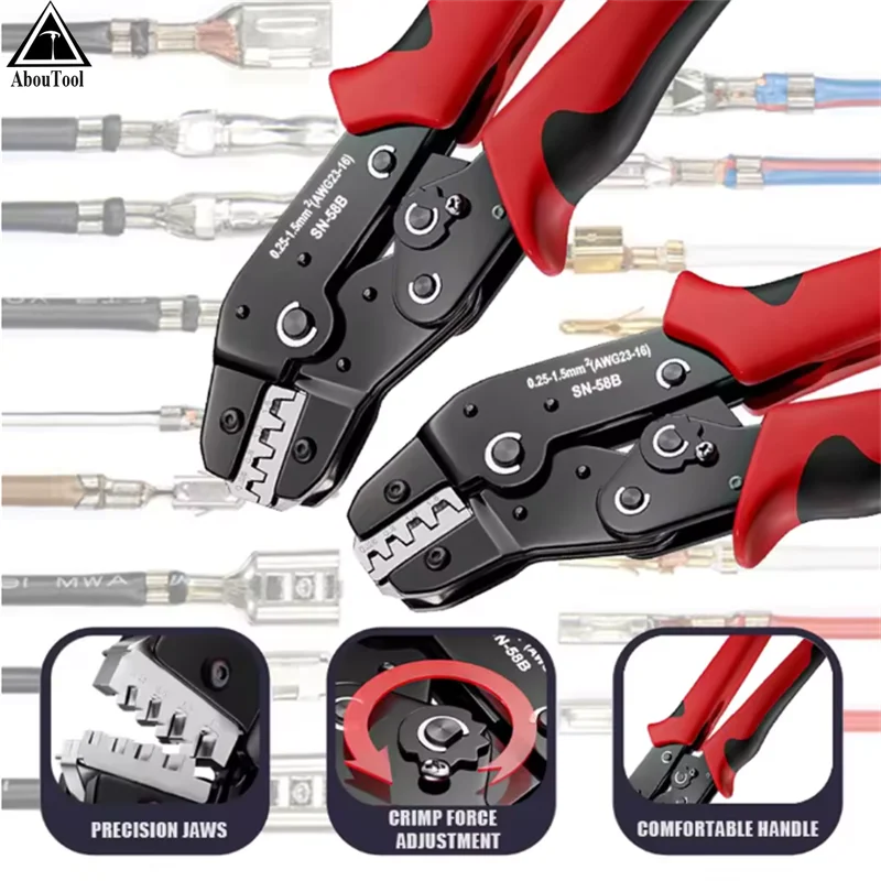 Professional Labor-Saving SN-58B Crimping Pliers Compatible with 6.3/4.8/2.8mm Spade Terminals for Precise Crimping for Dupont Zpaxo