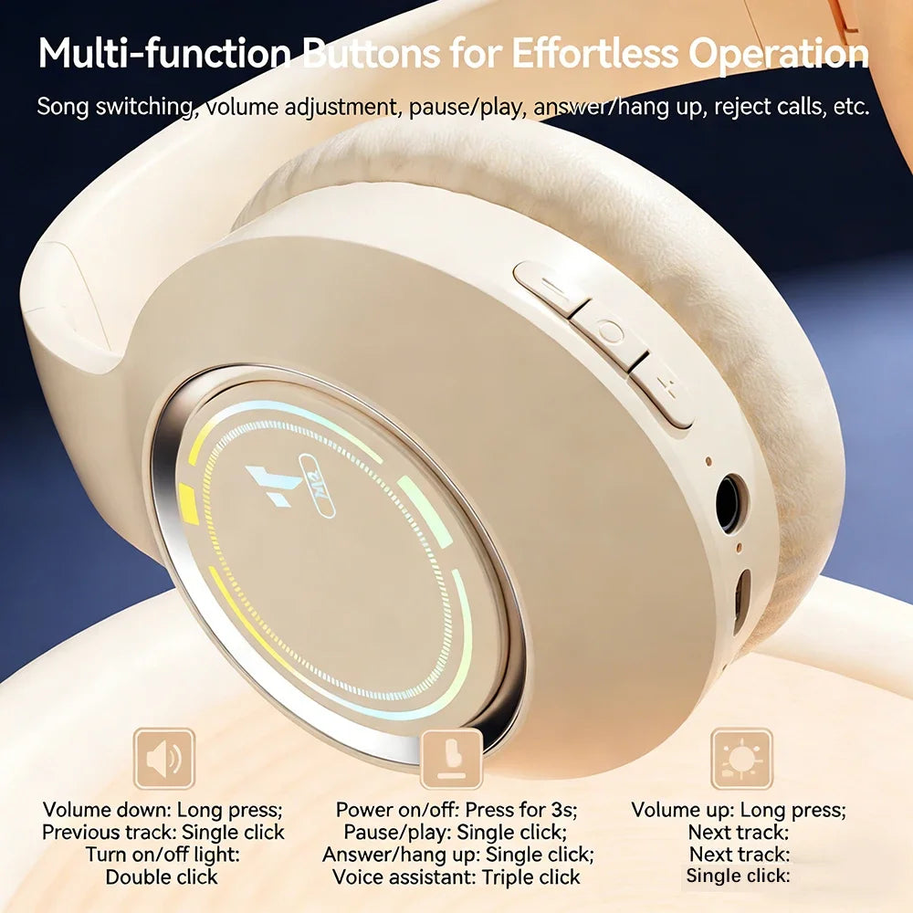 KEBIDUMEI RGB Gaming Headsets Bluetooth 5 3 Headphones Hifi Stereo