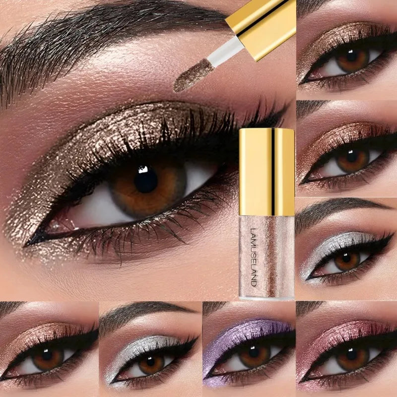Pearly Liquid Eyeshadow Natural Smokey Silver Shimmer Glitter Diamond