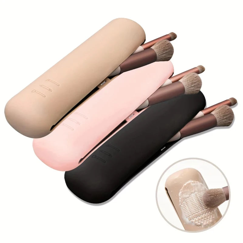 Silicone Makeup Brush Holder – Magnetic Waterproof Travel Case