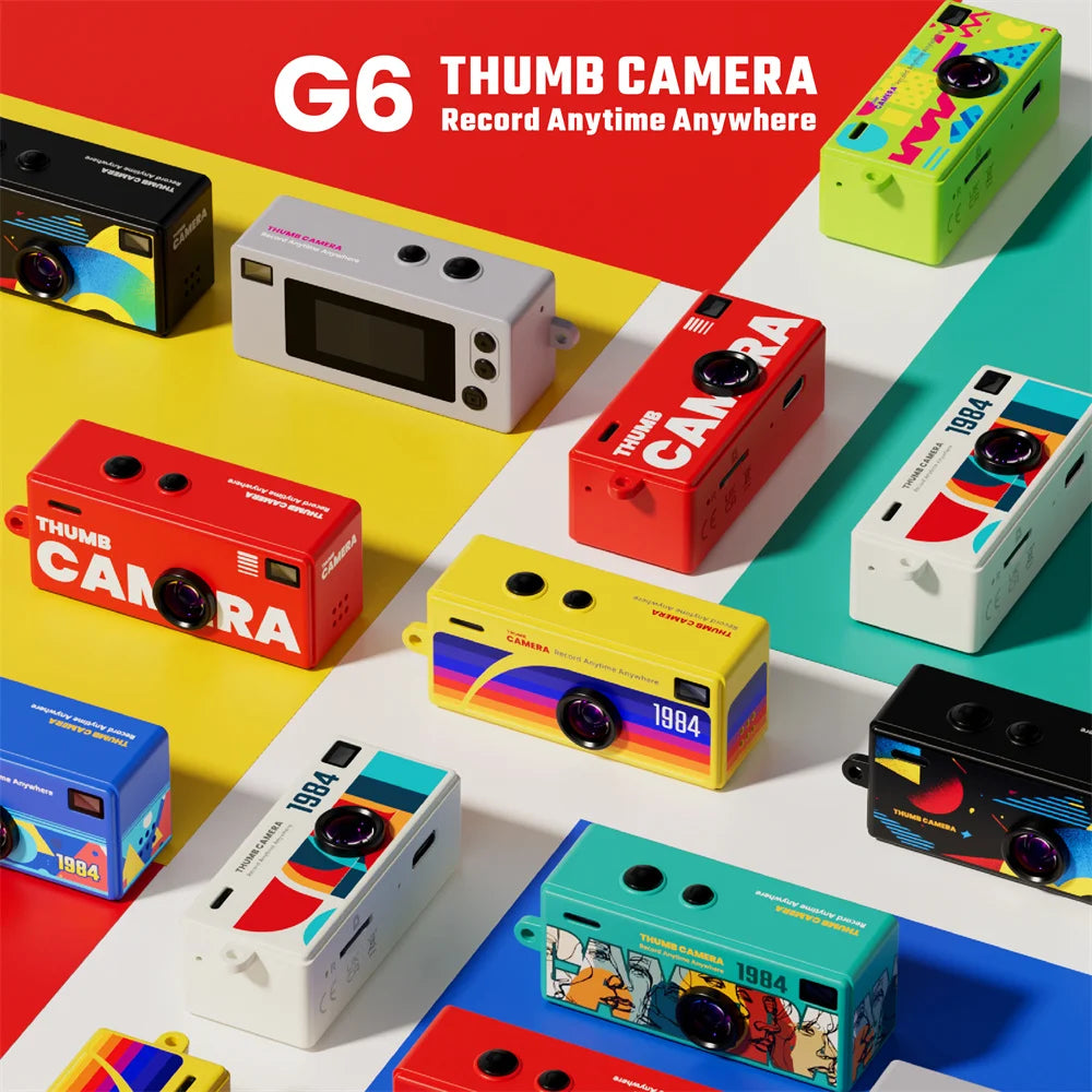 G6 Digital Camera 1080P Thumb Mini Keychain Camera Very Small Camcorder Video Recorder with Flash MultiColor Retro Style for Kid Zpaxo