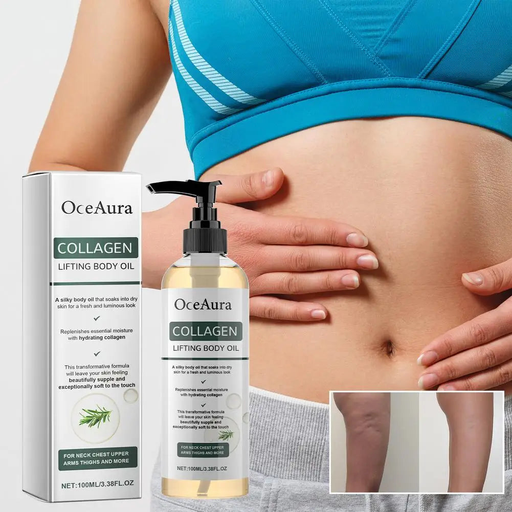 OceAura Collagen Body Oil Tighten Skin Elasticity Increased Moisturizing Body Smooth Non Greasy Rosemary After Shower Body Oil Zpaxo