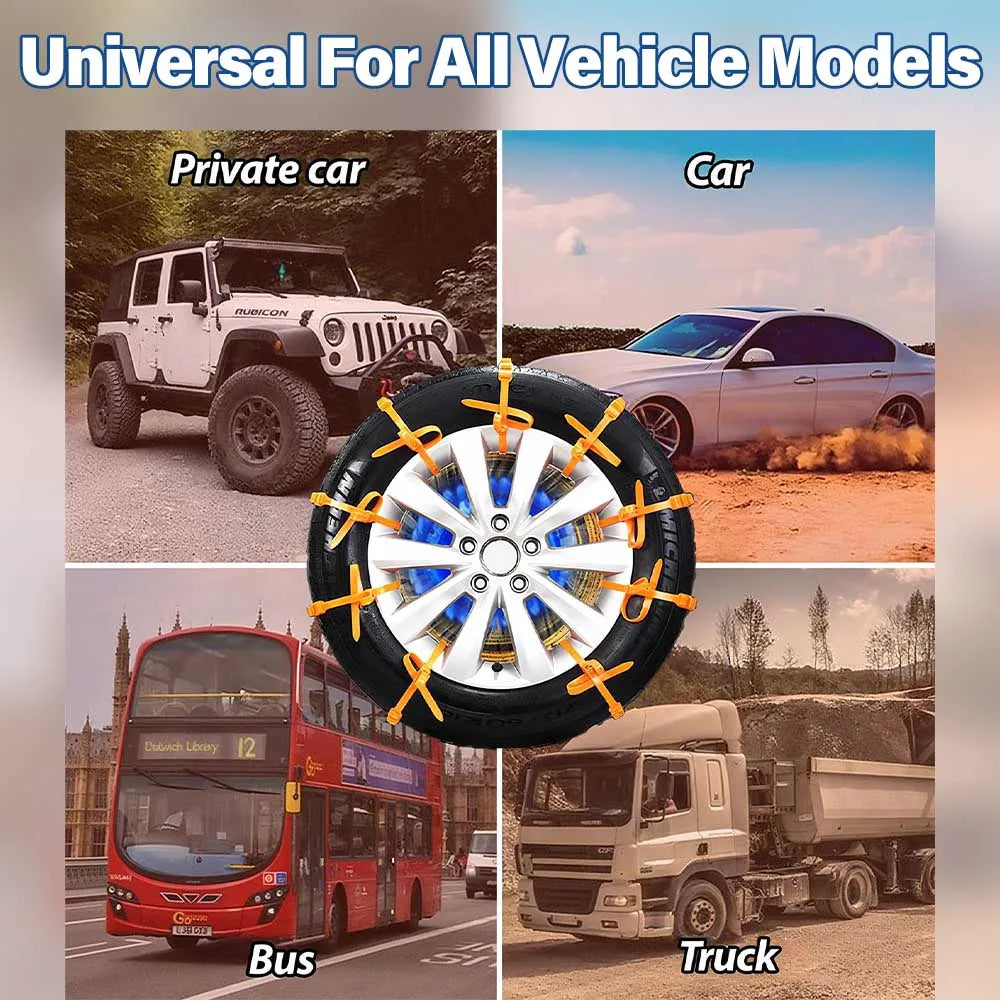 1- Complete Winter Vehicle Safety Universal Snow Chains Tow Rope