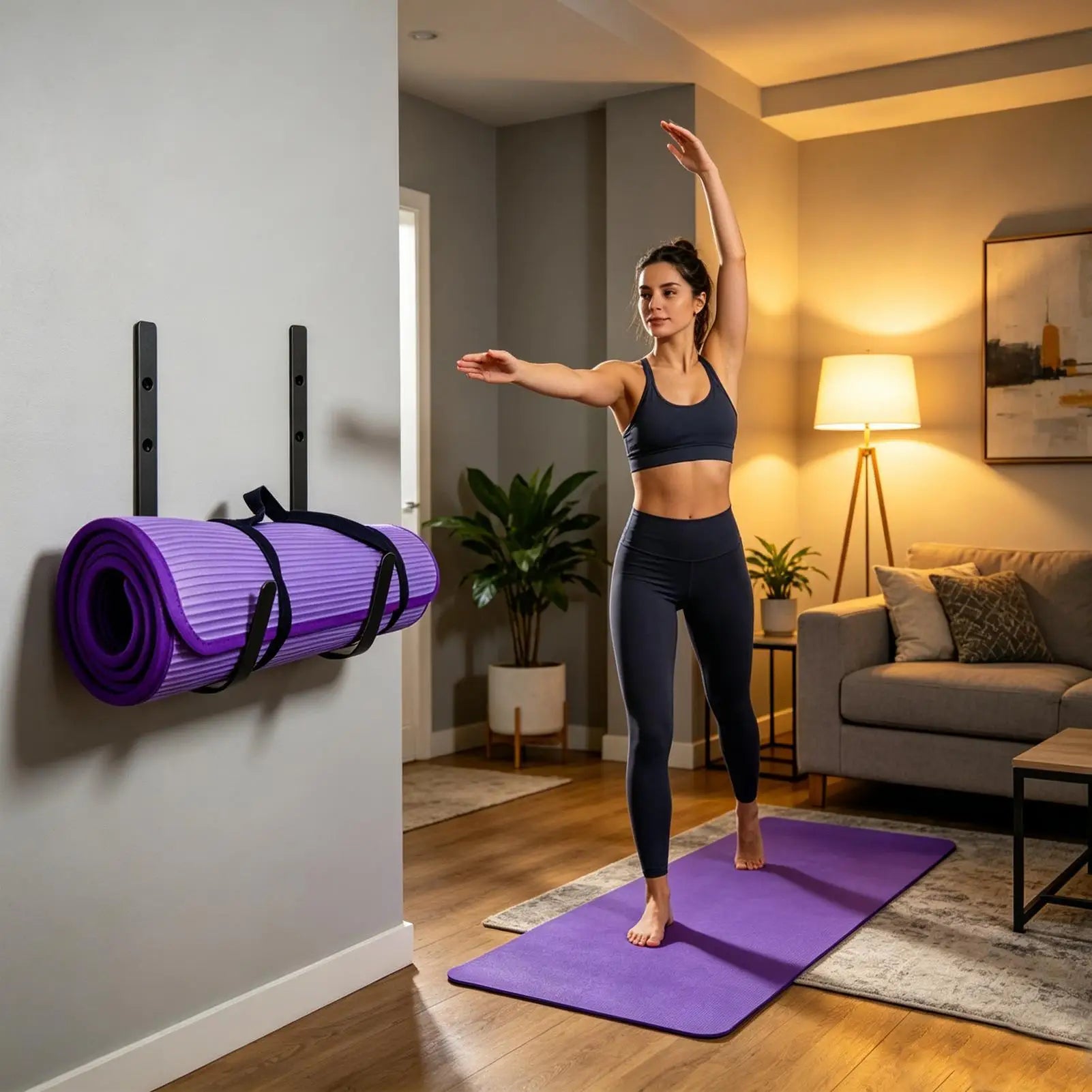 Yoga Mat Hanger Workout Equipment Hook Curved Design Storage Rack