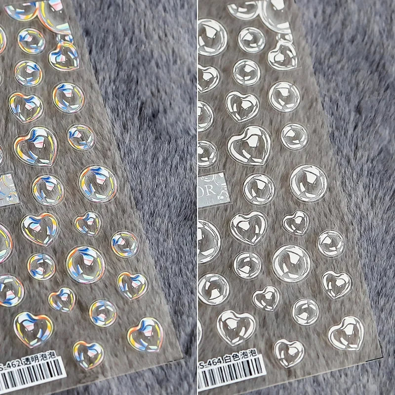 1PC Transparent Bubble Nail Art Sticker 8*10CM Lovely Cute 5D Bubbles Nail Decals Self-Adhesive Embossed Bubble Manicure Art Zpaxo