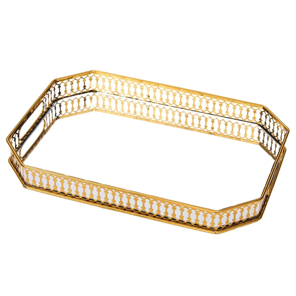 Vanity Tray Jewelry Tray Cosmetic Hollow Handle Makeup Organizer for Cosmetics Dressing Room Countertop Bathroom Breakfast Zpaxo