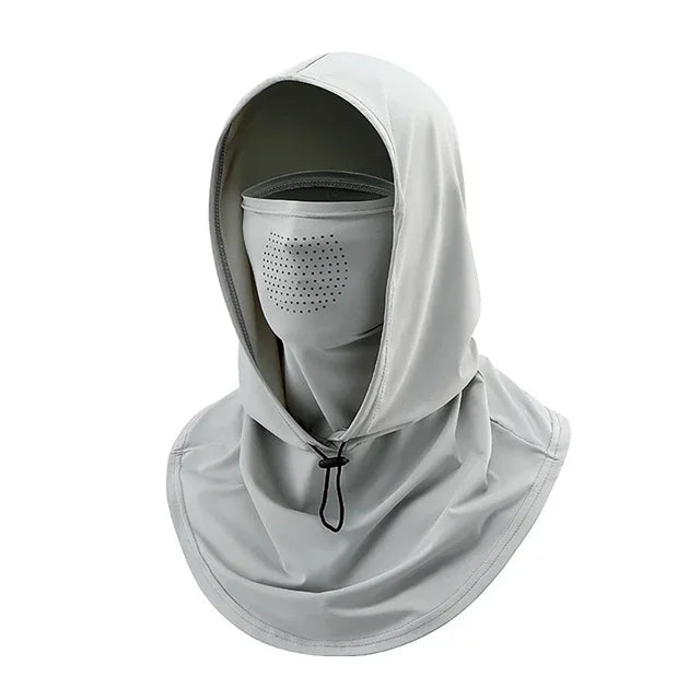 Full Face Mask Sun Protection Windproof Hat Motorcycle Riding Sports Cap Neck Protect Outdoor Sunscreen Breathable Fishing Mask Zpaxo Light gray