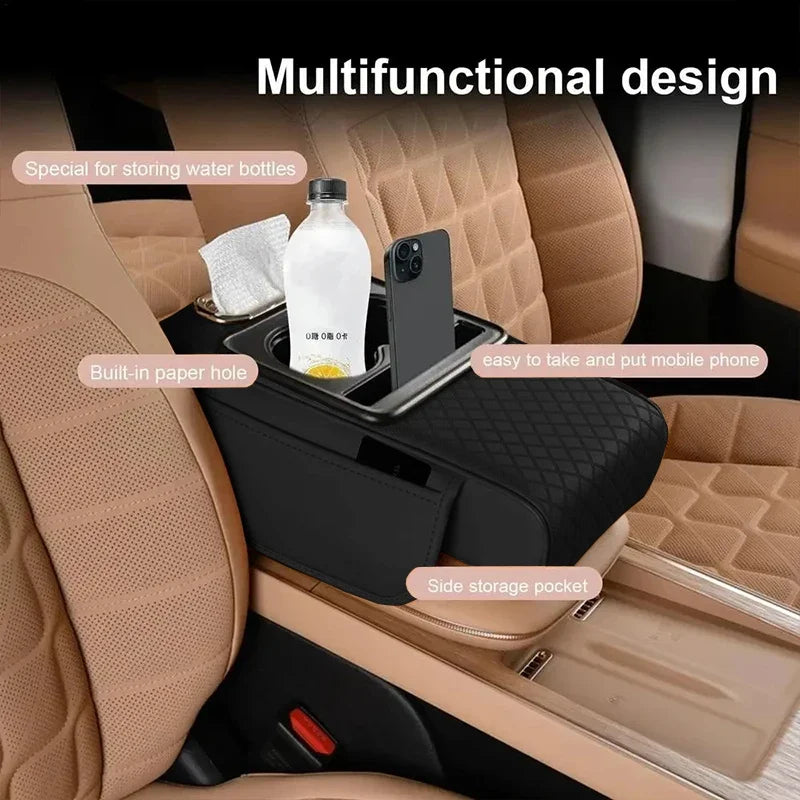 Auto Center Console Armrest Cushion 2 Cup Holders Heightening Pad Zpaxo