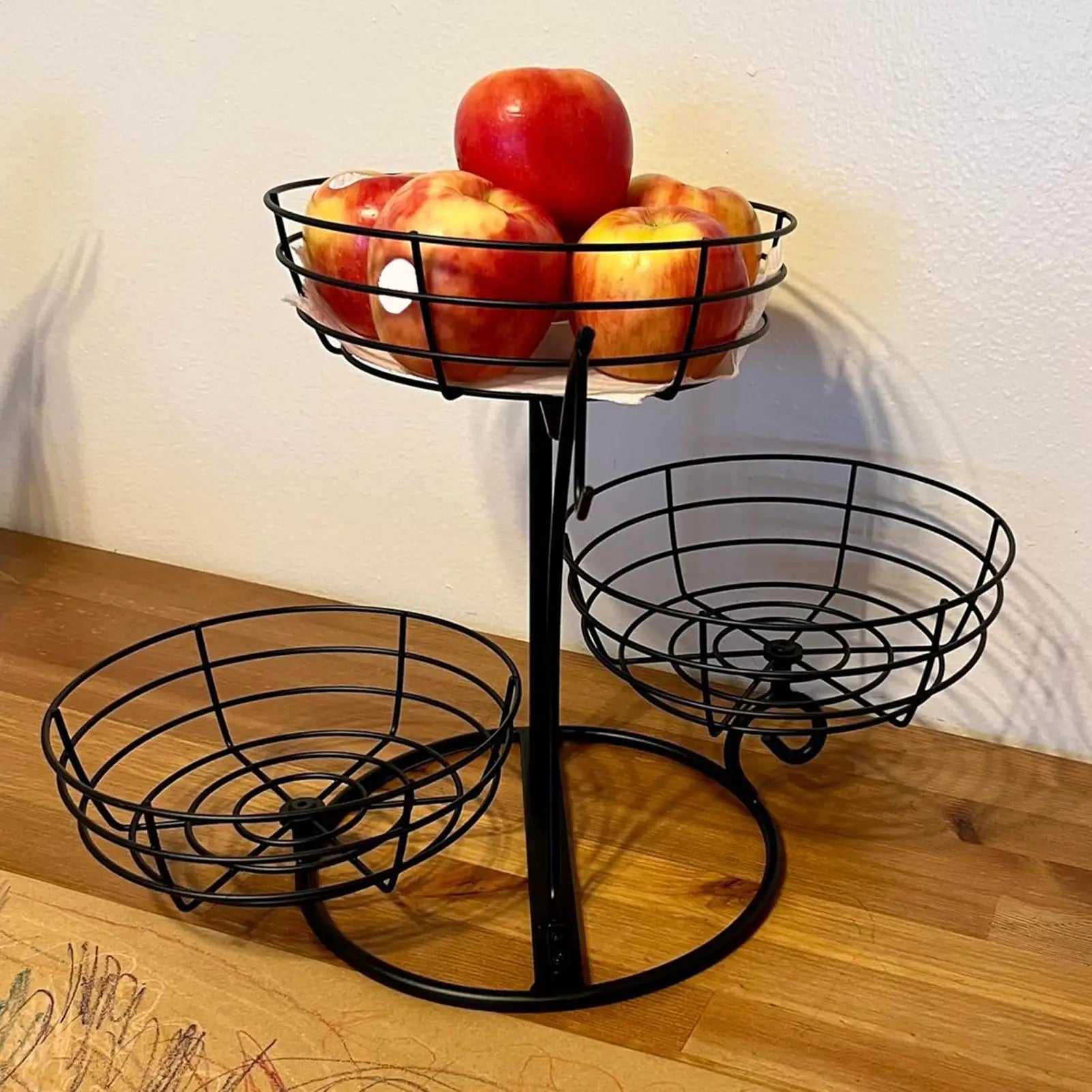 Fruit Basket 3-Tier Metal Non-Slip Space Saving Storage Fruit Basket for Kitchen Counter for Home Pantry Cabinet Apartment Zpaxo