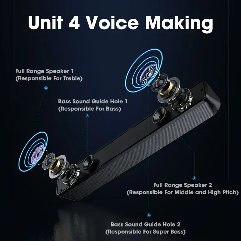 Bluetooth 4D Surround Speaker Home Theater Sound System Computer Soundbar For TV Subwoofer Wired Stereo Strong Bass Zpaxo
