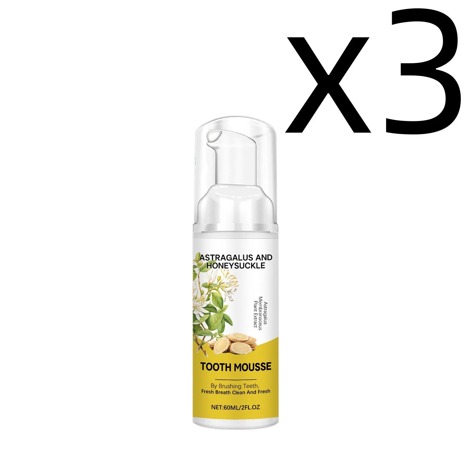 Astragalus Foam Toothpaste Mousse – Whiten & Freshen Breath 60ml Foam Toothpaste Mousse Zpaxo 60ml X 3PCS