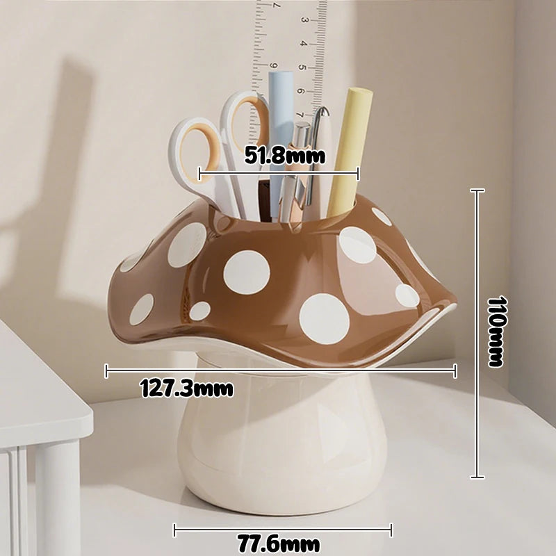 1Pcs Polka Dot Mushroom Storage Box Student Dormitory Desk Stationery Sundries Pen Holder Bathroom Makeup Brush Storage Box Zpaxo B