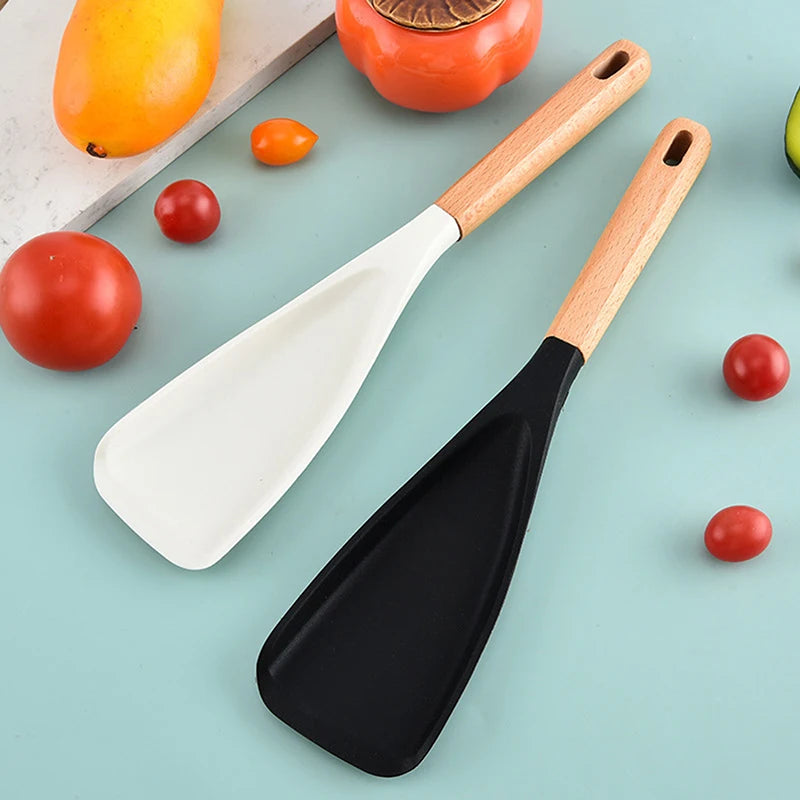 Multi-use Cooking Silicone Spatulas 1 Wooden Handle Non-stick Zpaxo