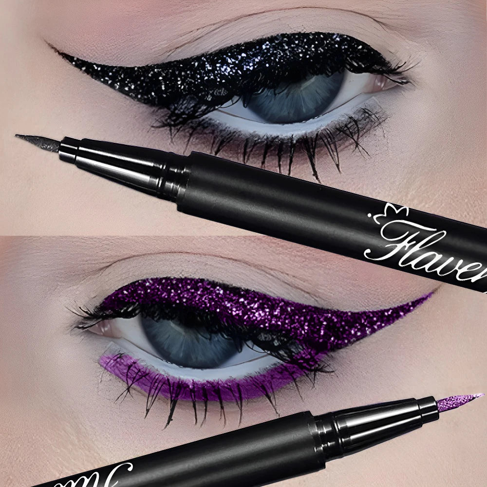 Pearlescent Smoked Black Purple Eyeliner Pen Glitter Metallic Shimmer Zpaxo