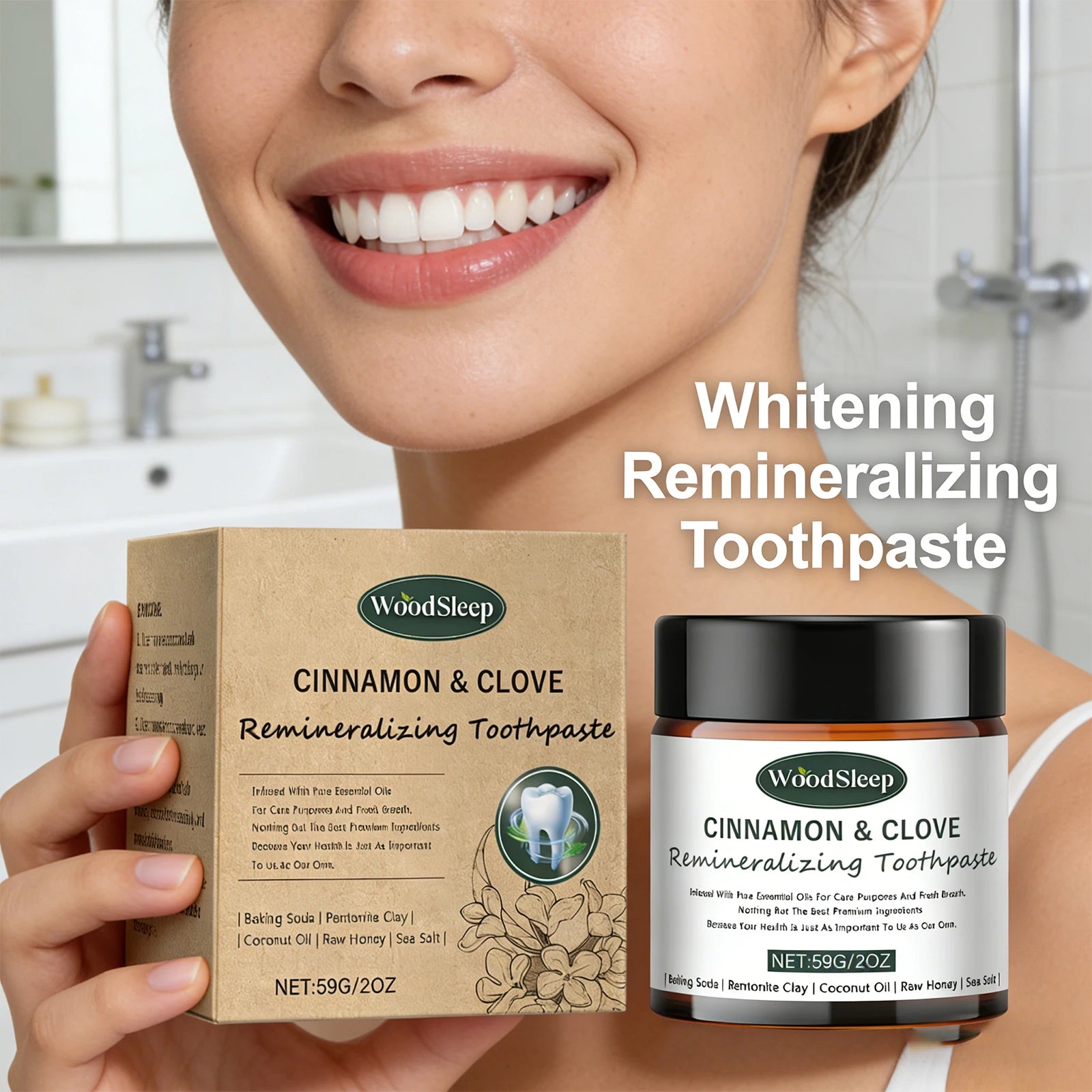 59g Teeth Whitening Natural Tooth Powder Remineralizing Fast Stain Removal Brightens Fresh Breath Oral Care Deep Cleaning Teeth Zpaxo