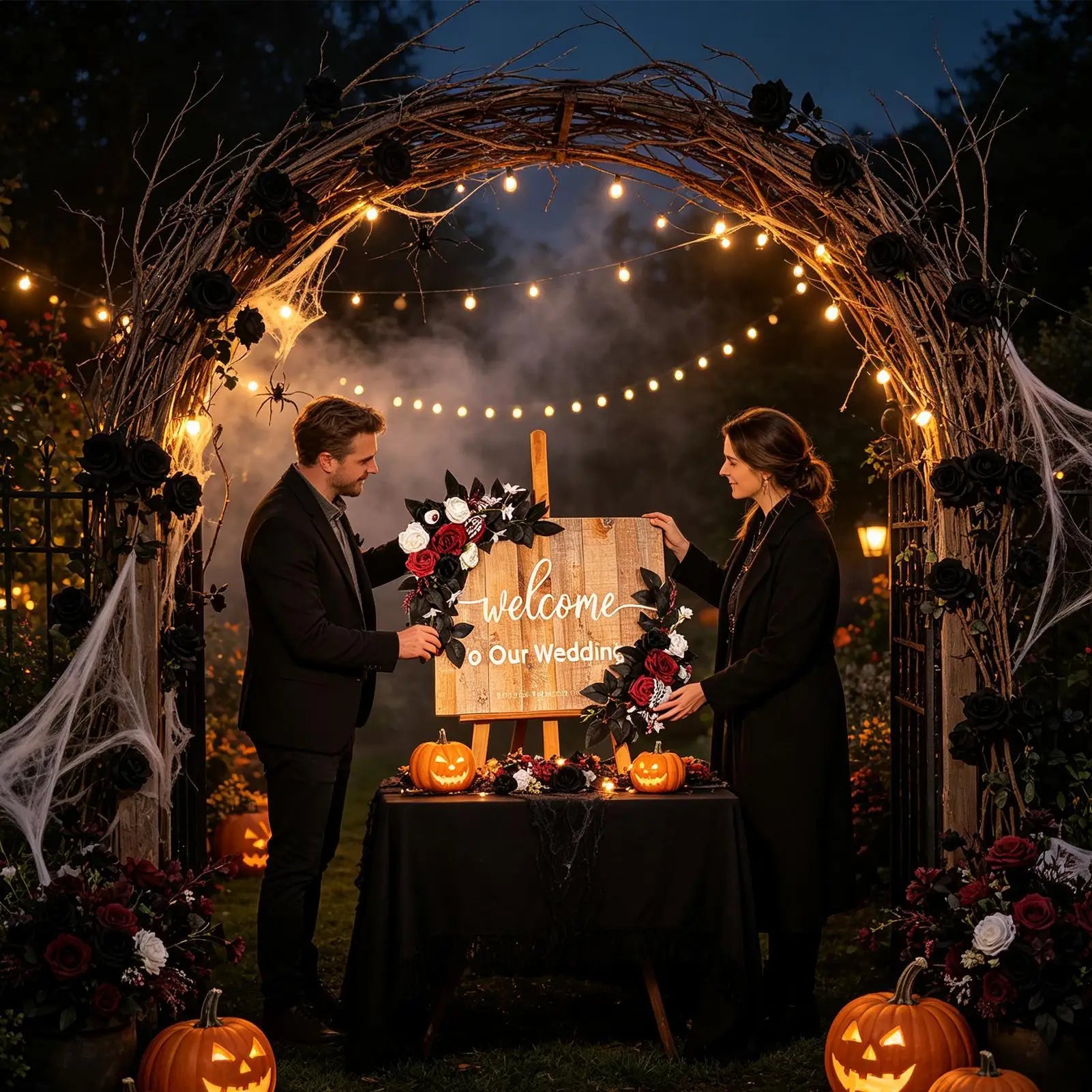 Halloween Fake Flowers Party Garland Skeleton Eyeballs Realistic