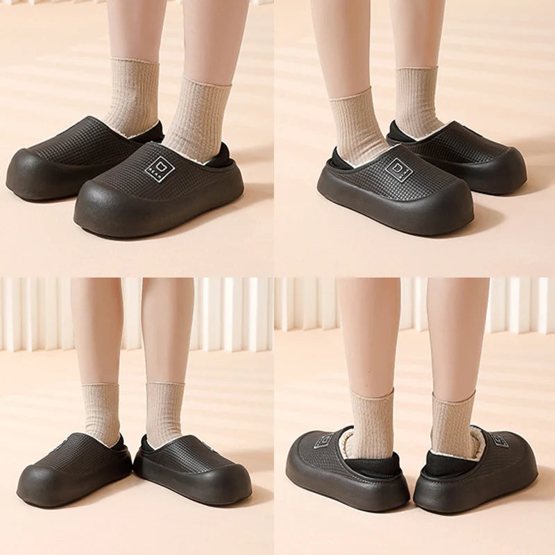 Waterproof Cotton Slippers Women Men Winter Outdoor Indoor Non Slip