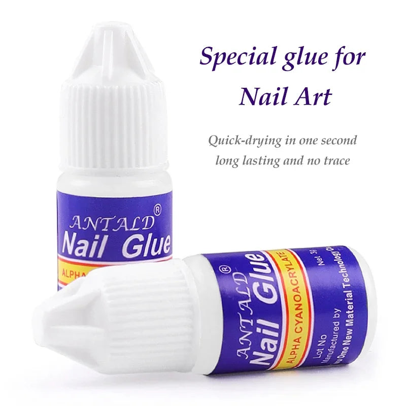 5pcs 3g Fast drying nail art glue tips glitter UV acrylic rhinestones decorations nail glue false tip multipurpose manicure tool Zpaxo