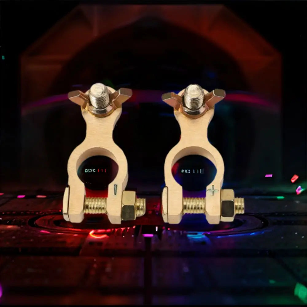2Pcs Anti-Leakage Brass Battery Terminals Positive & Negative Thickened Auto Battery Clamp Corrosion Resistant Zpaxo