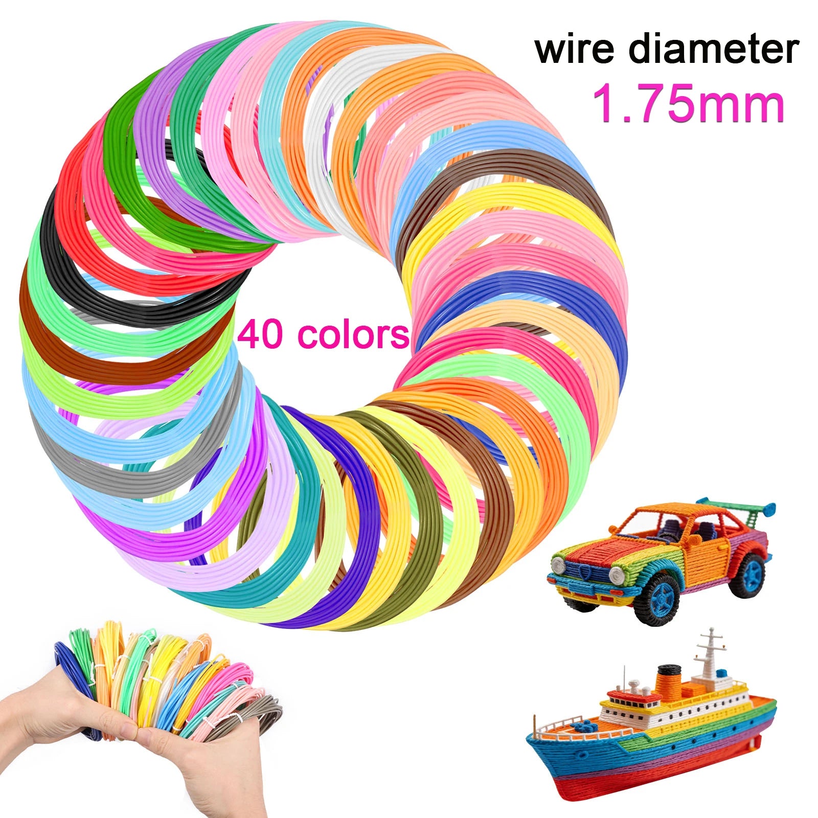 3D Pen Filament Refills 40 Colors 3D Printer PLA 1.75 mm Filament 5M For MYNT3D SCRIB3D PIKA3D 3D Pen 1.75mm 3D Prining Pens Zpaxo