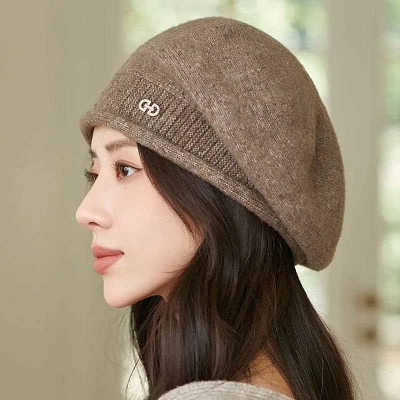 1 Hats Fashionable Versatile Autumn Winter Wool Knitted Middle-aged