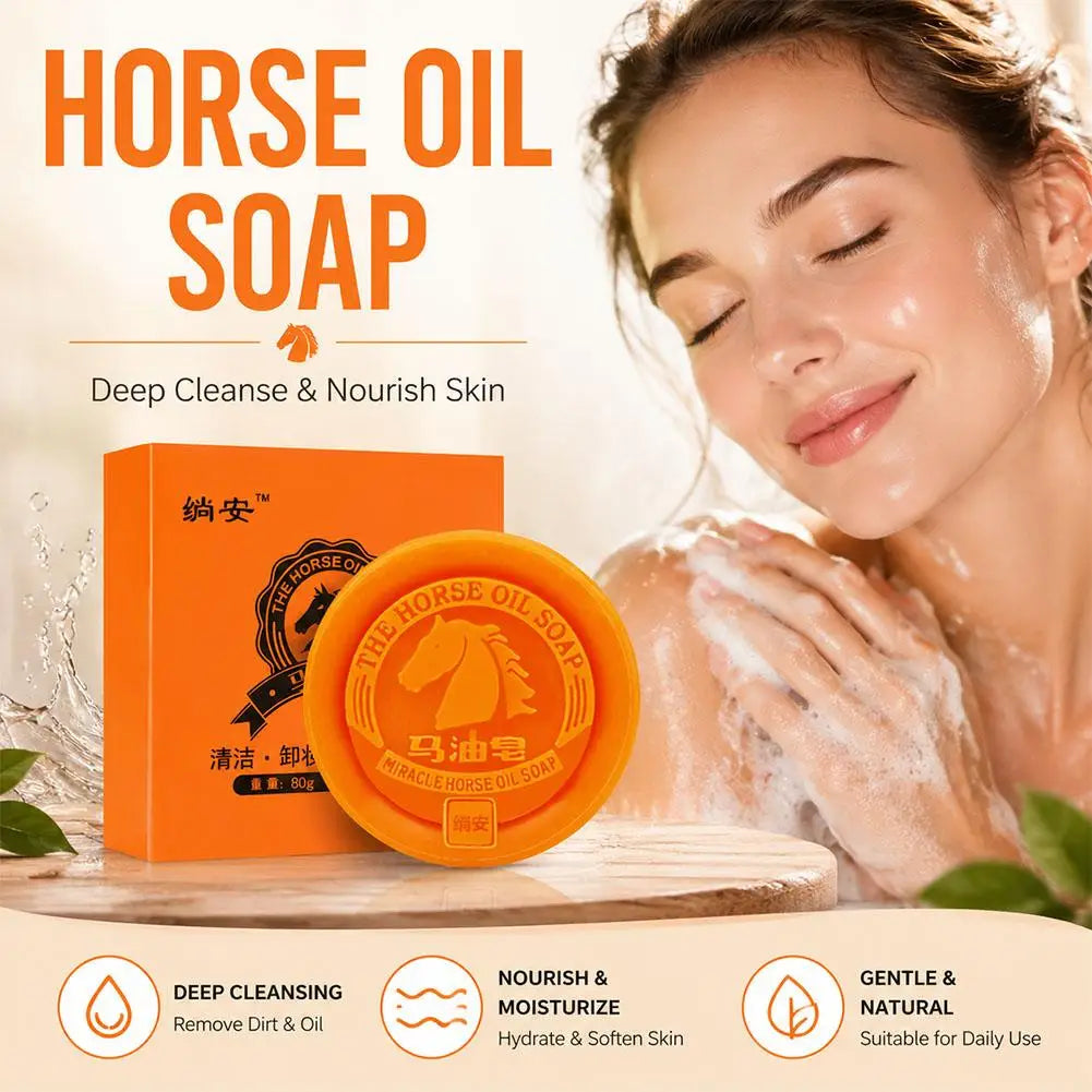 Horse oil soap For Face Facial and Body Moisturizing Cleansing Handmade Soap Bar Zpaxo