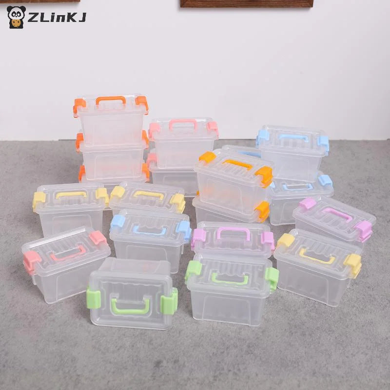Portable Organizer Case Dollhouse Transparent Plastic Storage Box Zpaxo