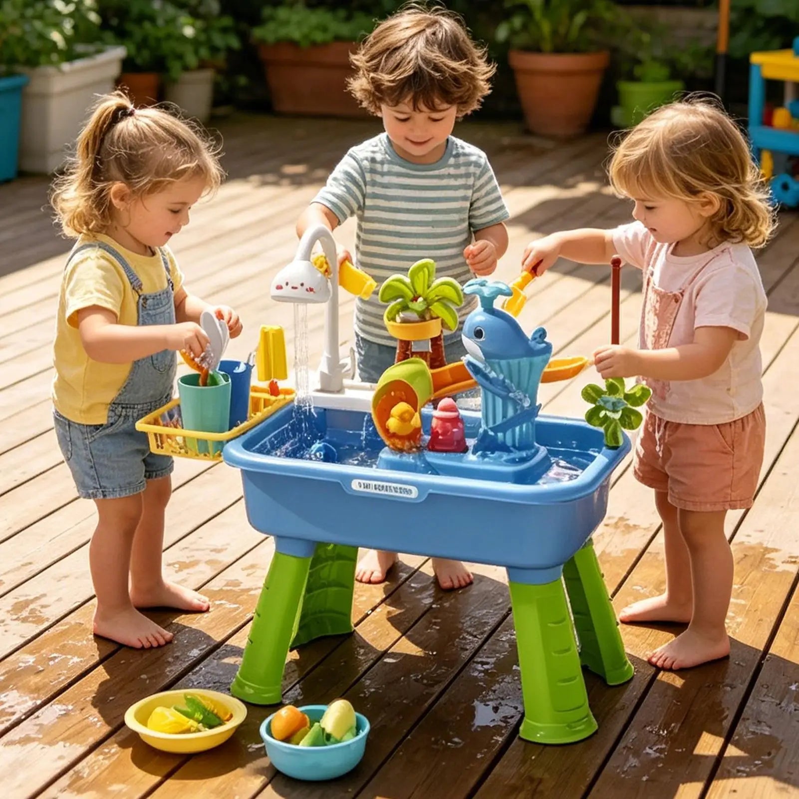 Children's Kitchen Toys Electric Fun Play Water Wash Basin Fishing