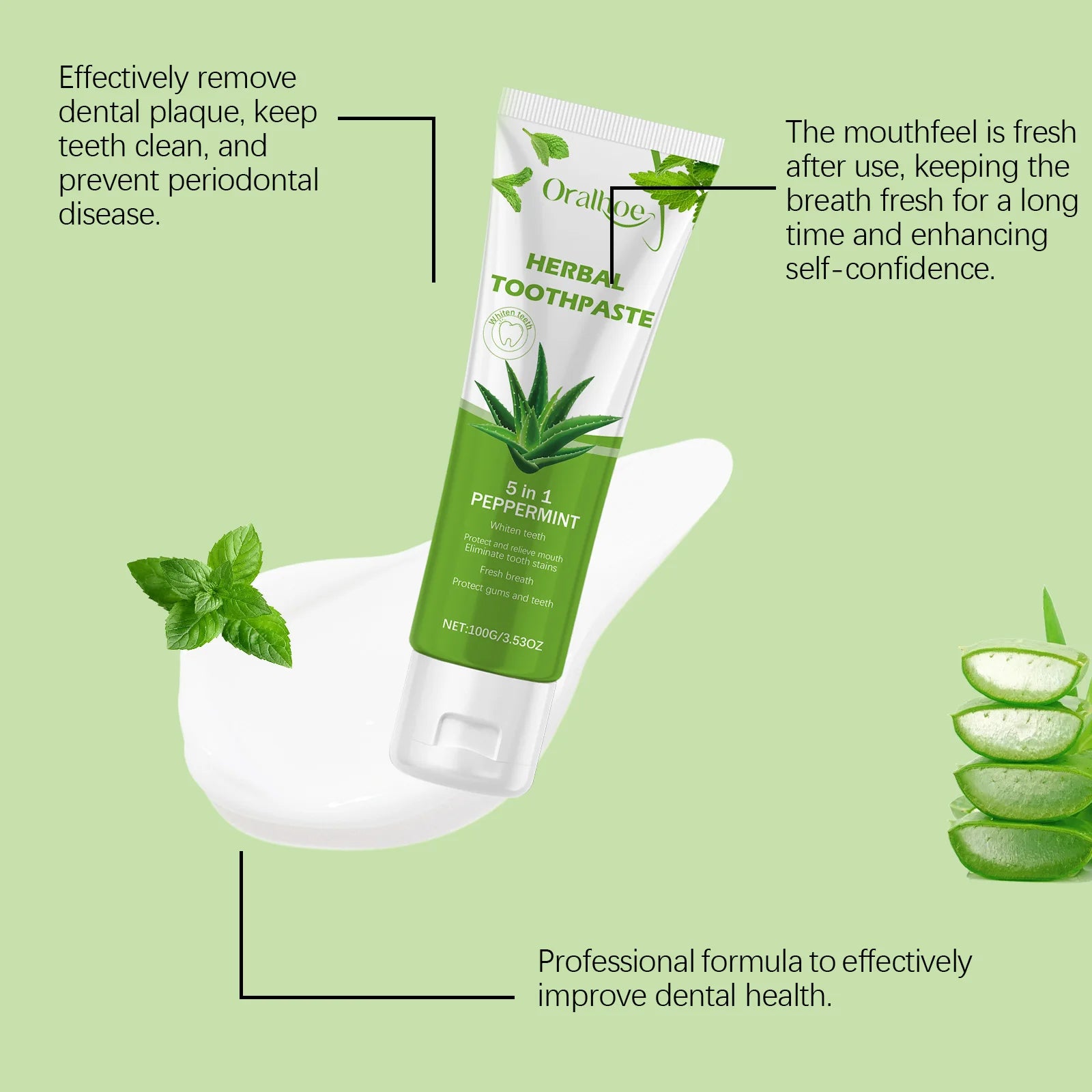 Oralhoe Aloe Vera Toothpaste – Whitening & Enamel Protection Whitening Toothpaste Zpaxo
