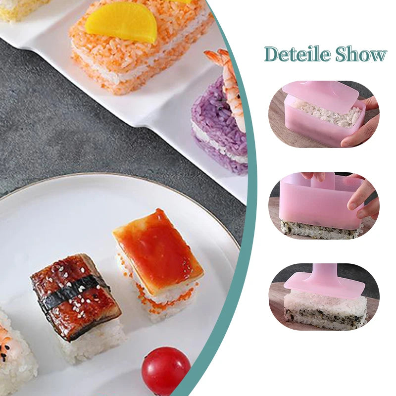 1Set DIY Sushi Mold Maker New Food Press Non Stick Rectangular Sushi Kit Japanese Tools Kitchen Bento Onigiri Rice Ball Set Zpaxo