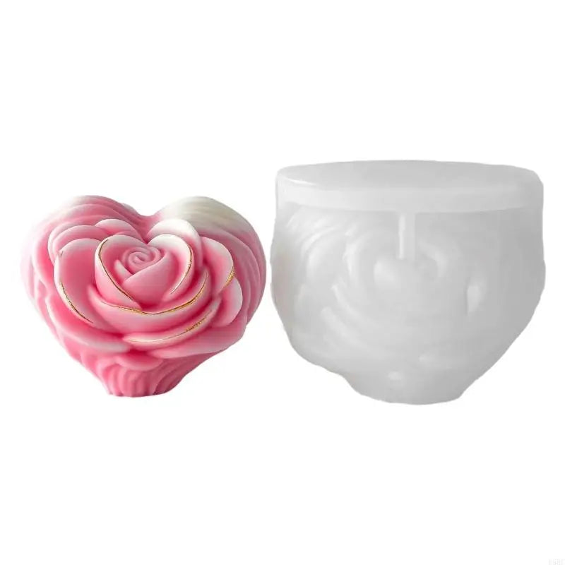 Rose Flower Heart Shaped Silicone Mould Epoxy Resin Making Soap Zpaxo 5450 CN