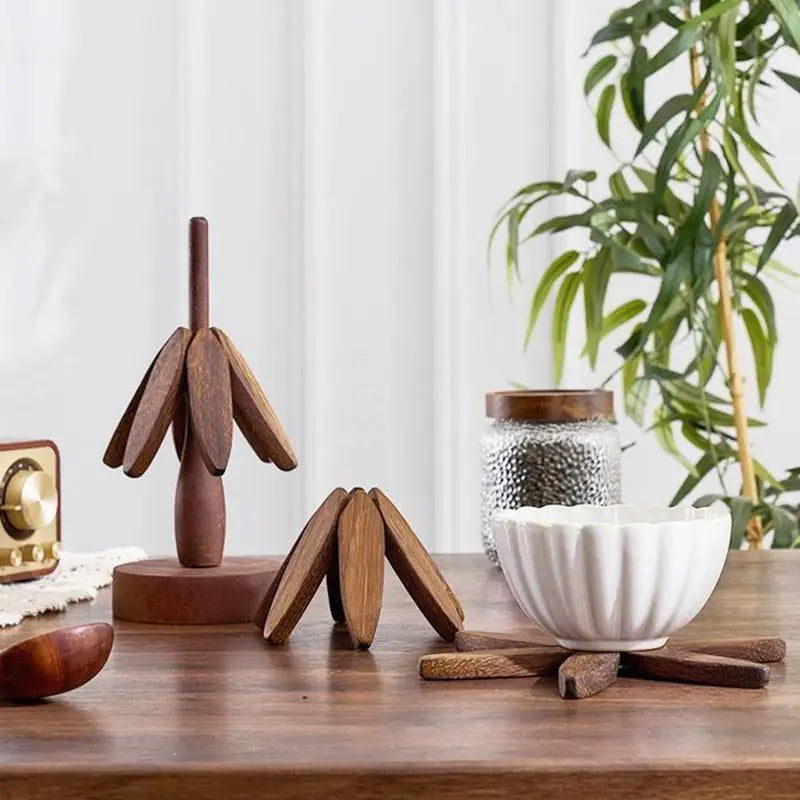 Tree Design Stand Wooden Trivets Anti Scald Heat Resistant Table Mat Coaster Wood Placemats Pot Kitchen Accessories Zpaxo