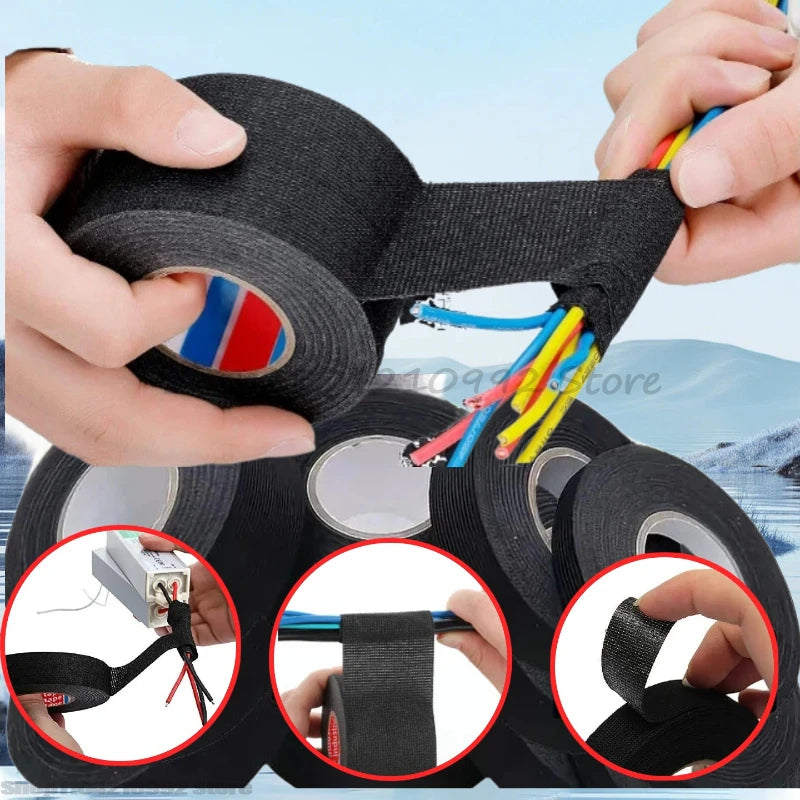 Electrical Insulation Tape High Temperature Wire Harness Cloth Tape Automotive Cable Loom Heatproof Fabric Adhesive Tape Zpaxo