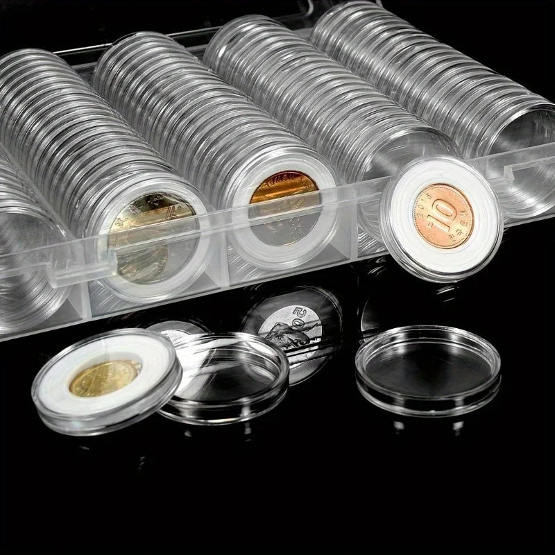 Box Coin Capsules Plastic Storage Organiser Collection Supplies Round