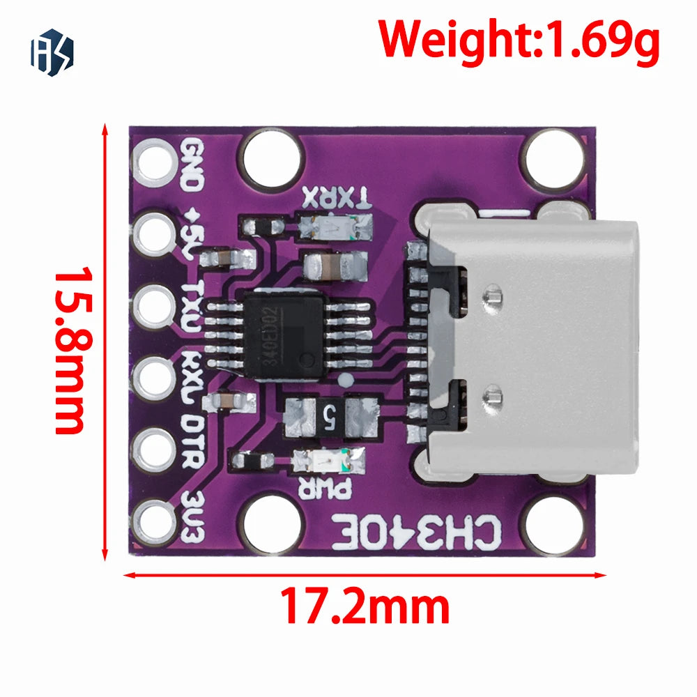 1PC Pro Mini CH340N SOP8 USB-to-TTL Serial Converter Module – Compatible with CH340G/E/C & for Arduino Zpaxo