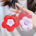 Funny Protective Case Flower Keychain Creative Soft House Keyring Card Key Holder Cute PU Key Case Couple Zpaxo red-purple