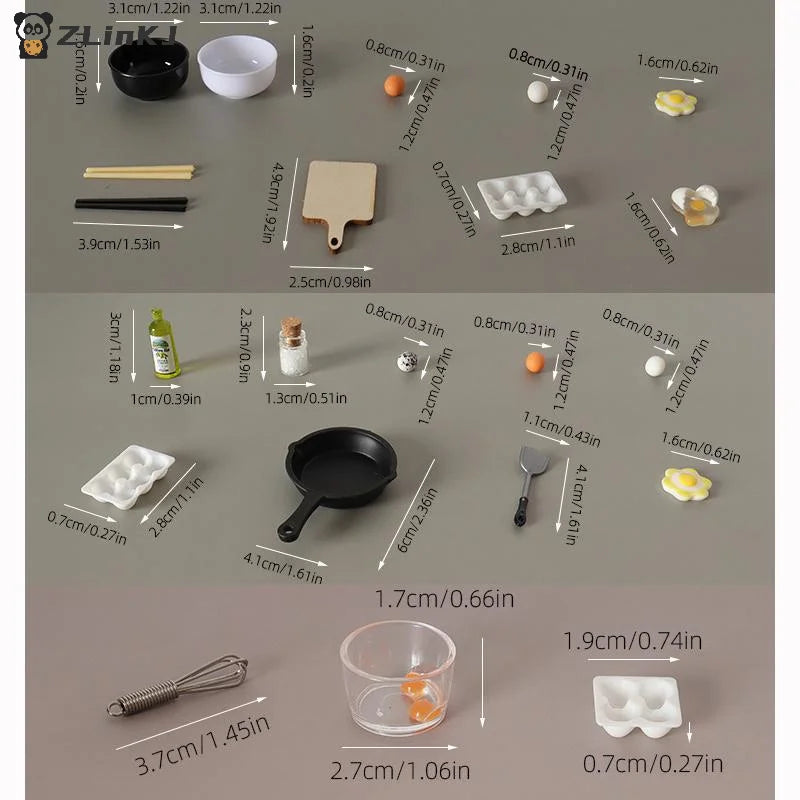 ▶1:12 Dollhouse Mini Egg Frying Pan Kitchenware Model Dollhouse Kitchen Scene Accessories Zpaxo