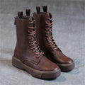 Large Women's British 2023 Autumn Winter Flat Bottom Retro Medium Zpaxo Dark brown velvet 42(Foot 26cm) CN