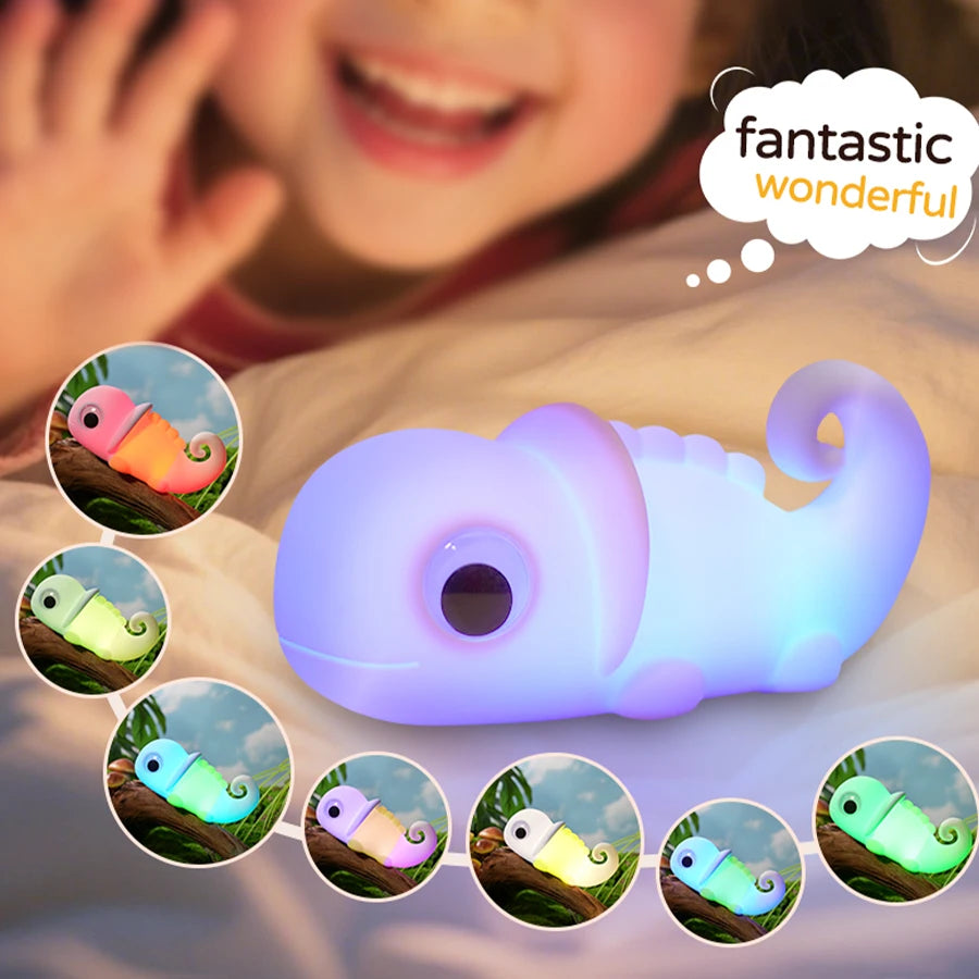 LED Color-Changing Night Light – Dimmable Rechargeable Bedside Lamp